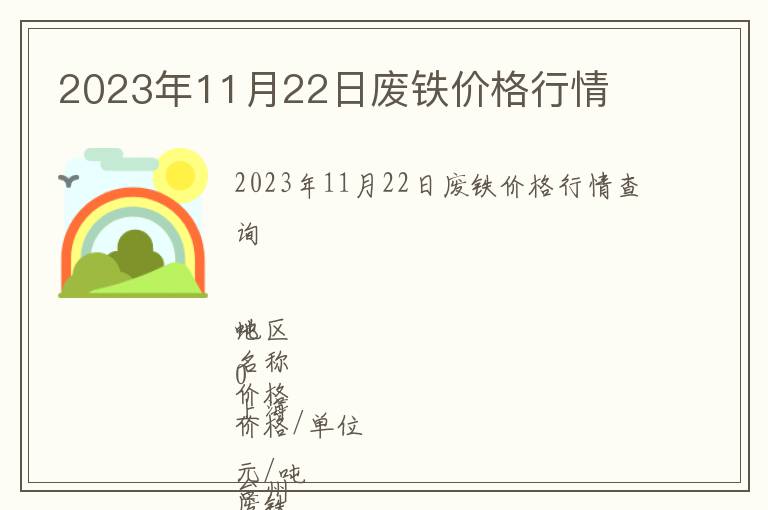 2023年11月22日廢鐵價(jià)格行情