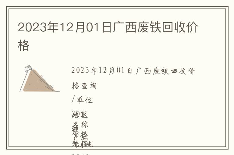 2023年12月01日廣西廢鐵回收價(jià)格