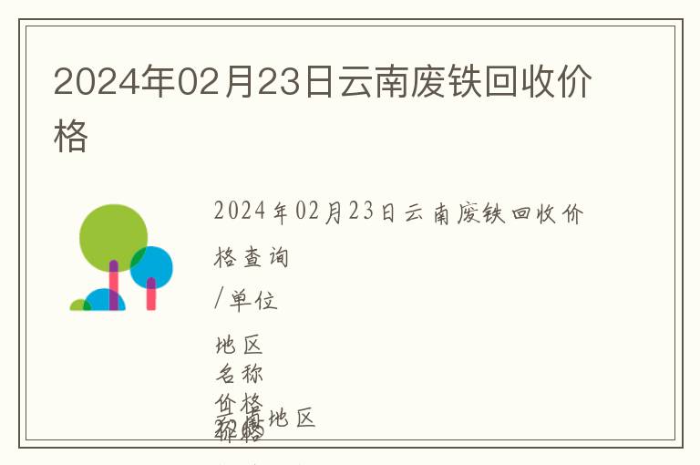 2024年02月23日云南廢鐵回收價格