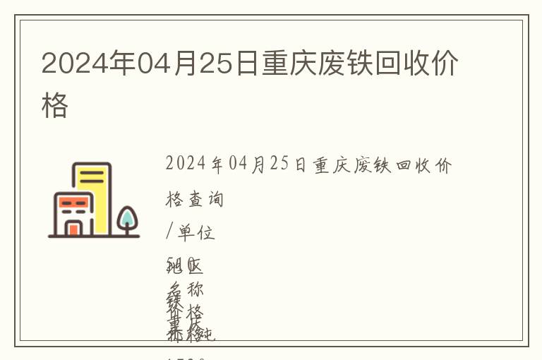 2024年04月25日重慶廢鐵回收價(jià)格