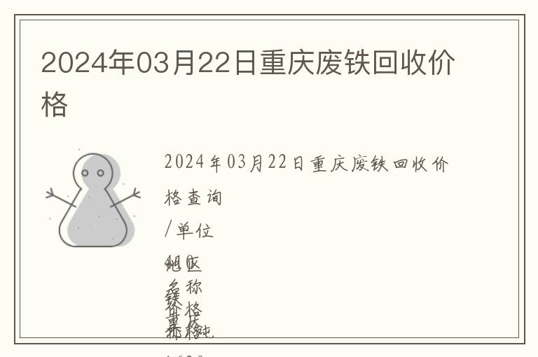 2024年03月22日重慶廢鐵回收價(jià)格