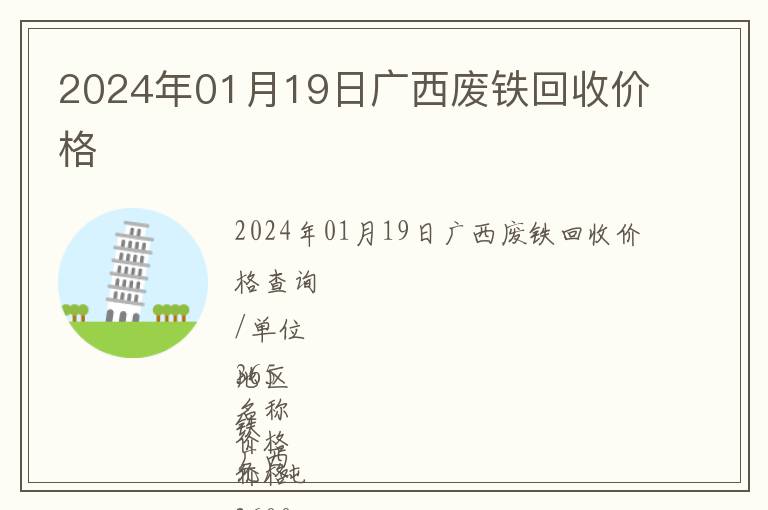 2024年01月19日廣西廢鐵回收價(jià)格