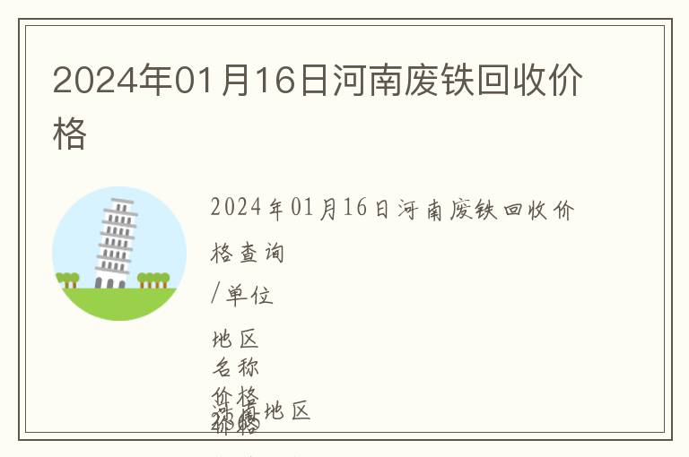 2024年01月16日河南廢鐵回收價(jià)格