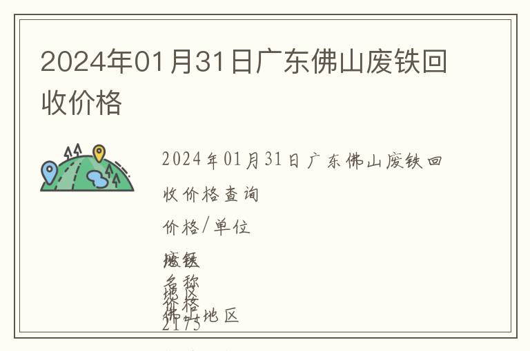 2024年01月31日廣東佛山廢鐵回收價格