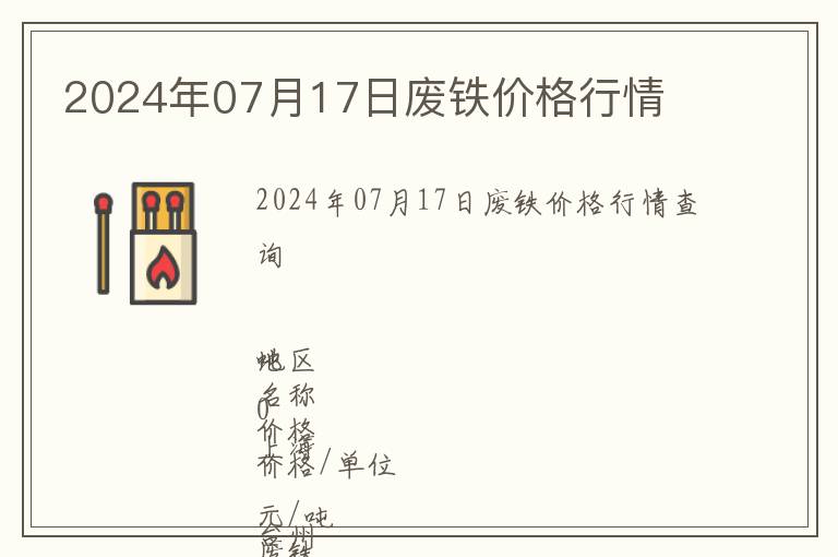 2024年07月17日廢鐵價格行情