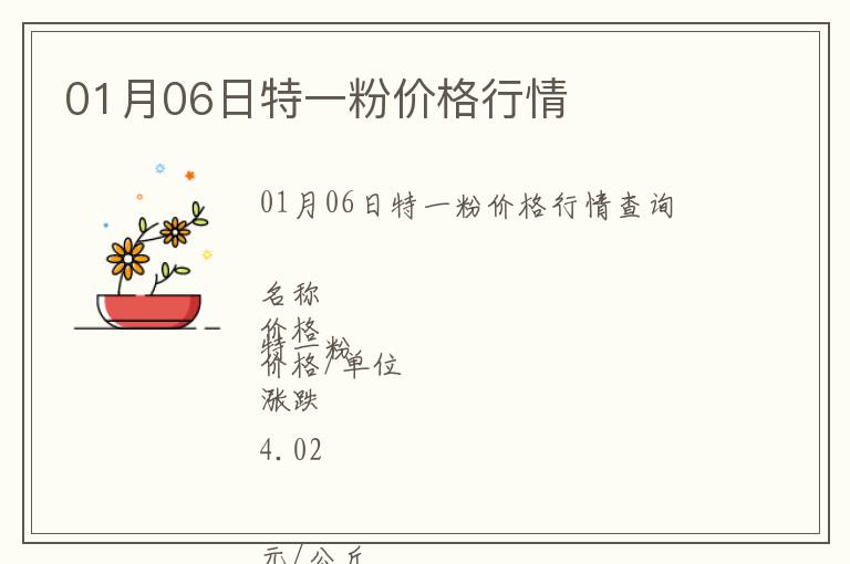 01月06日特一粉價格行情
