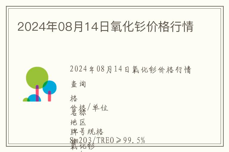 2024年08月14日氧化釤價(jià)格行情