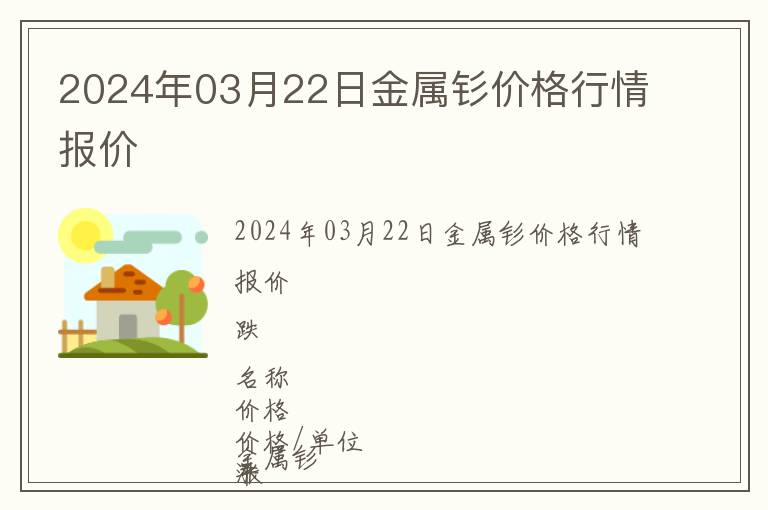 2024年03月22日金屬釤價格行情報價