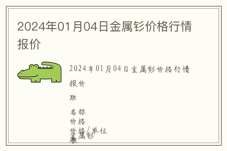 2024年01月04日金屬釤價格行情報價