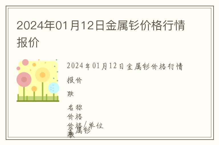 2024年01月12日金屬釤價格行情報價