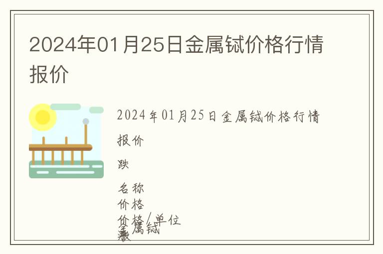 2024年01月25日金屬鋱價(jià)格行情報(bào)價(jià)