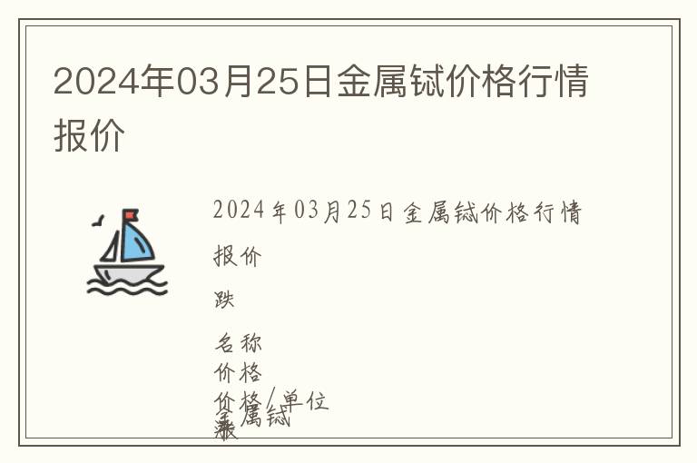 2024年03月25日金屬鋱價(jià)格行情報(bào)價(jià)