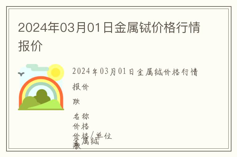 2024年03月01日金屬鋱價格行情報價