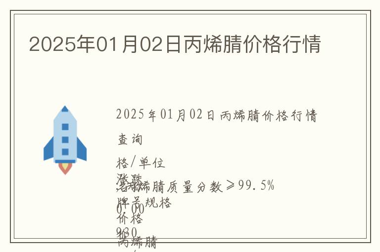 2025年01月02日丙烯腈價格行情
