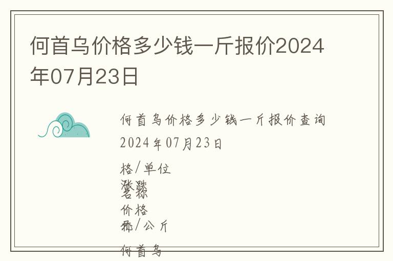 何首烏價(jià)格多少錢一斤報(bào)價(jià)2024年07月23日