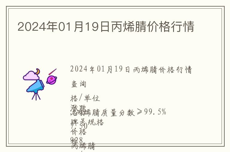 2024年01月19日丙烯腈價格行情