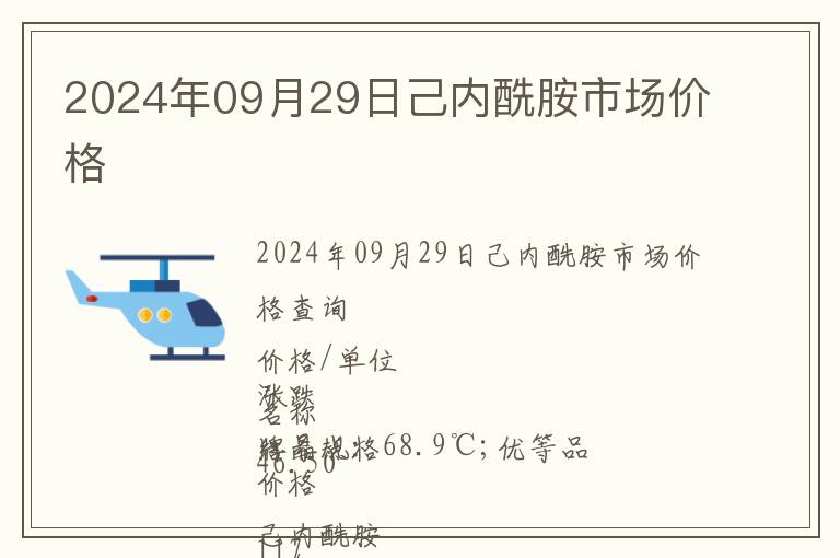 2024年09月29日己內(nèi)酰胺市場(chǎng)價(jià)格