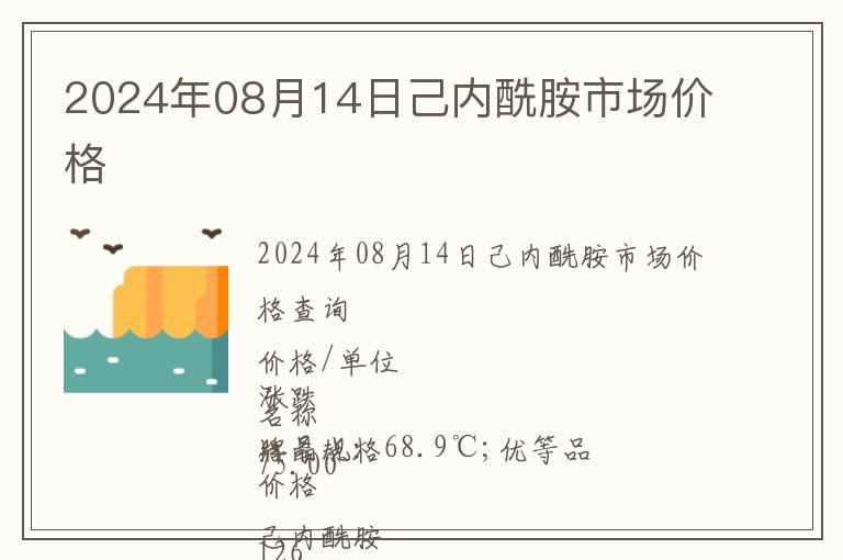 2024年08月14日己內酰胺市場價格