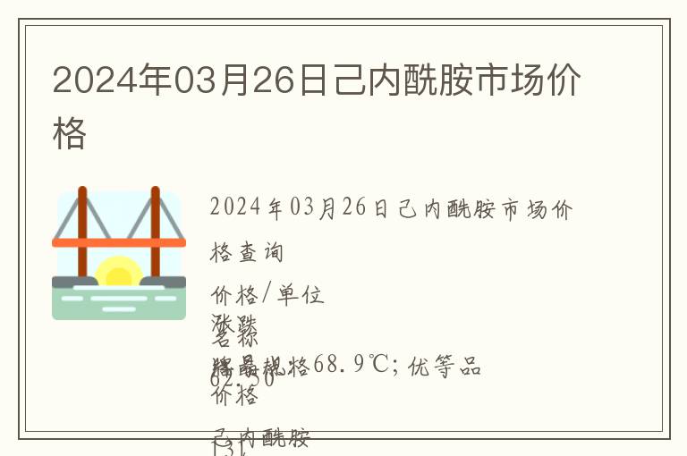 2024年03月26日己內(nèi)酰胺市場(chǎng)價(jià)格