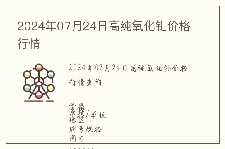 2024年07月24日高純氧化釓價(jià)格行情