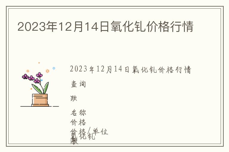 2023年12月14日氧化釓價(jià)格行情