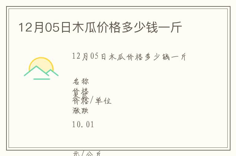 12月05日木瓜價(jià)格多少錢一斤