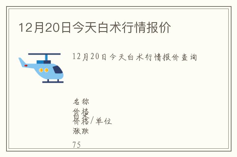 12月20日今天白術(shù)行情報(bào)價(jià)