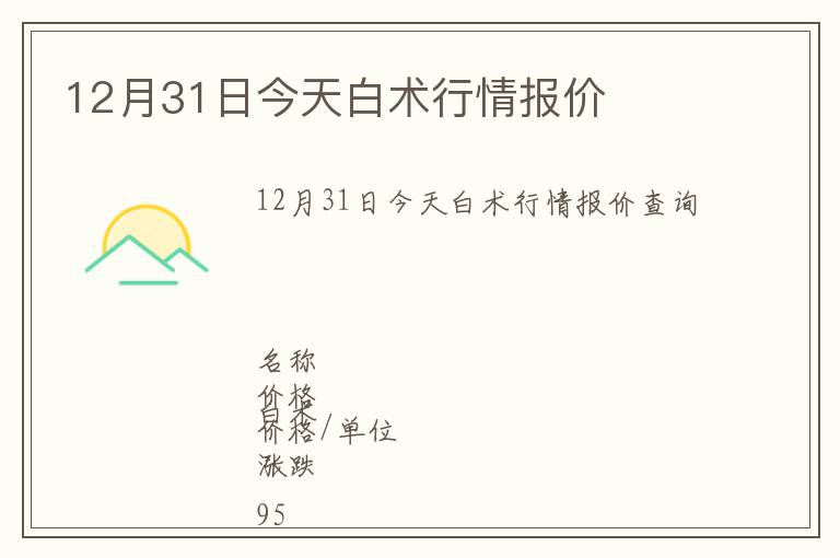 12月31日今天白術(shù)行情報價