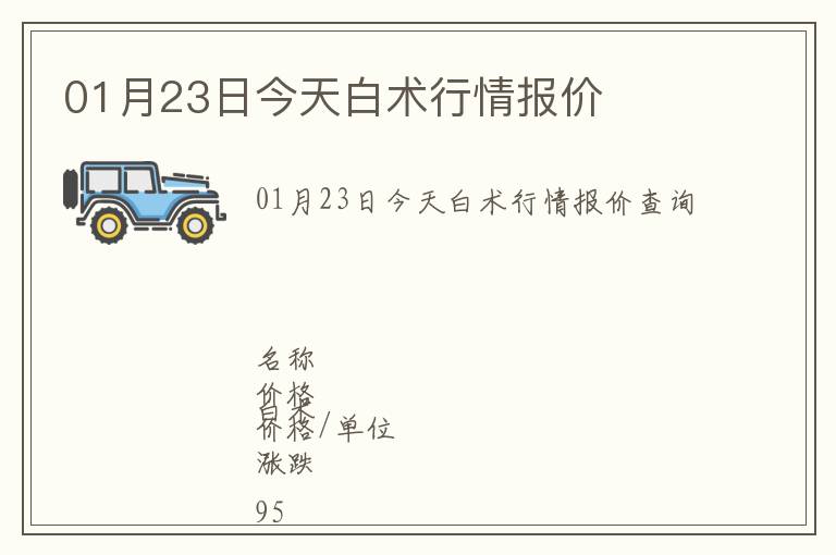 01月23日今天白術(shù)行情報價