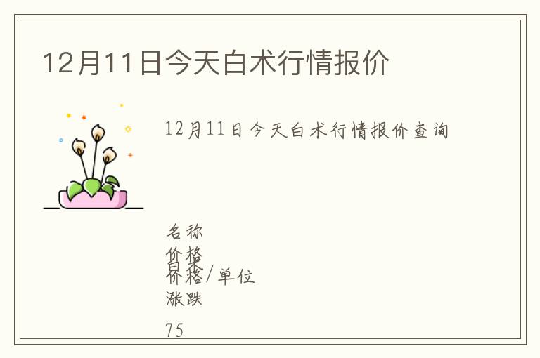 12月11日今天白術(shù)行情報(bào)價(jià)