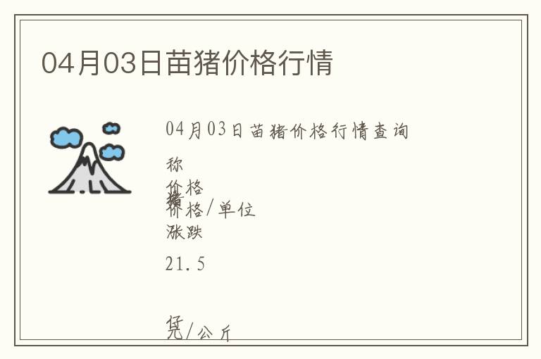 04月03日苗豬價(jià)格行情