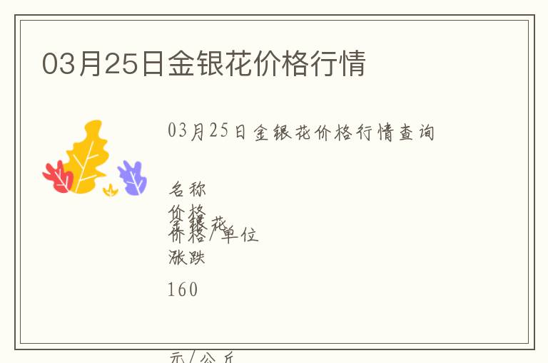 03月25日金銀花價格行情