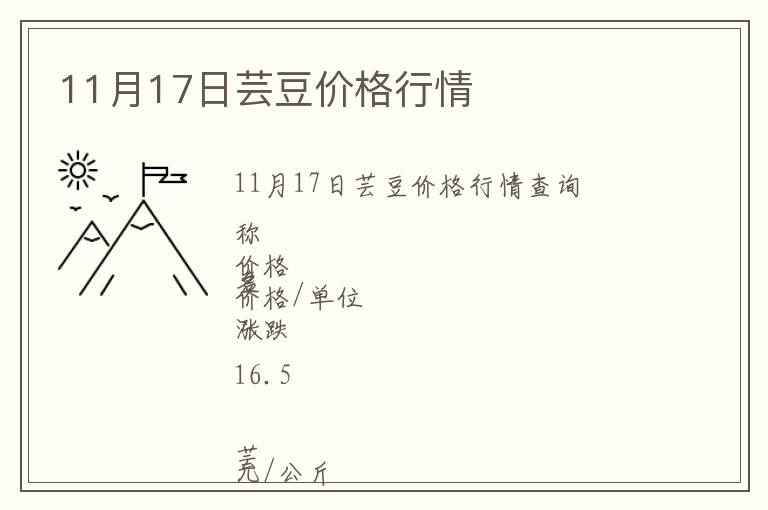 11月17日蕓豆價(jià)格行情