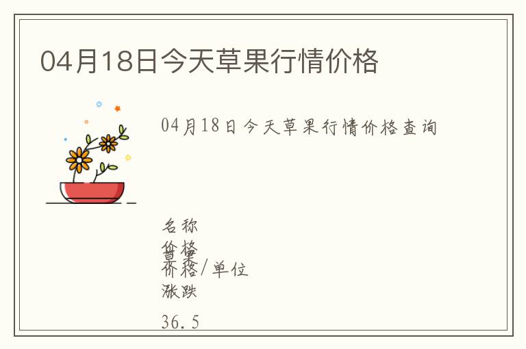04月18日今天草果行情價(jià)格