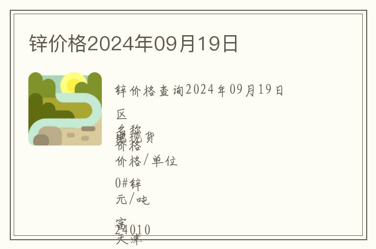 鋅價(jià)格2024年09月19日