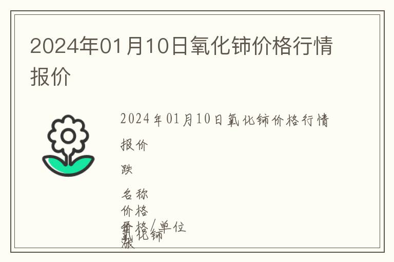 2024年01月10日氧化鈰價格行情報價