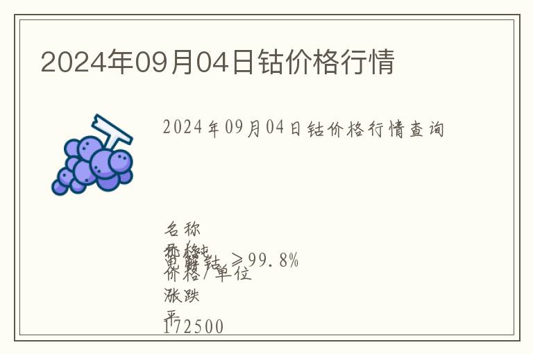2024年09月04日鈷價(jià)格行情