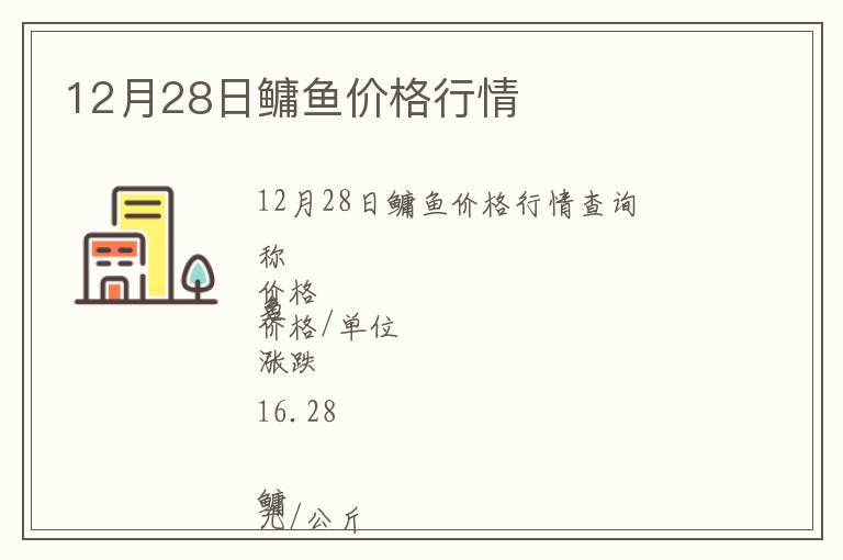 12月28日鳙魚價(jià)格行情