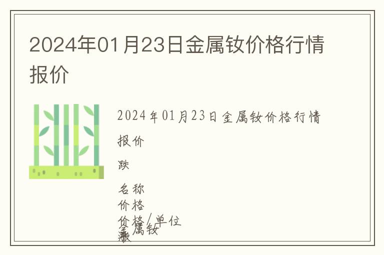 2024年01月23日金屬釹價格行情報(bào)價
